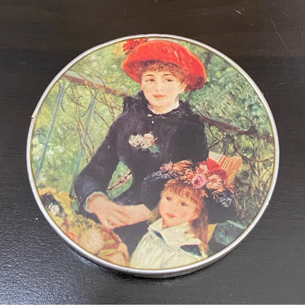 Vintage Compact Mirror Victorian Renoir Two Sisters Double Mirror Made in Japan